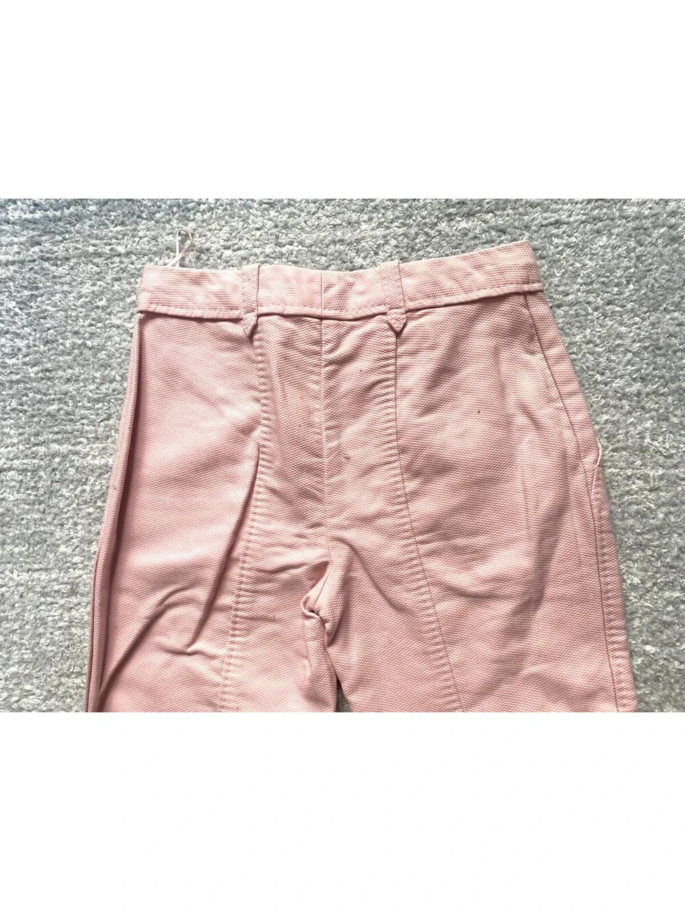 Vintage Louis Vuitton FR-36 Pink Cotton Textured Tailored Trousers Pants